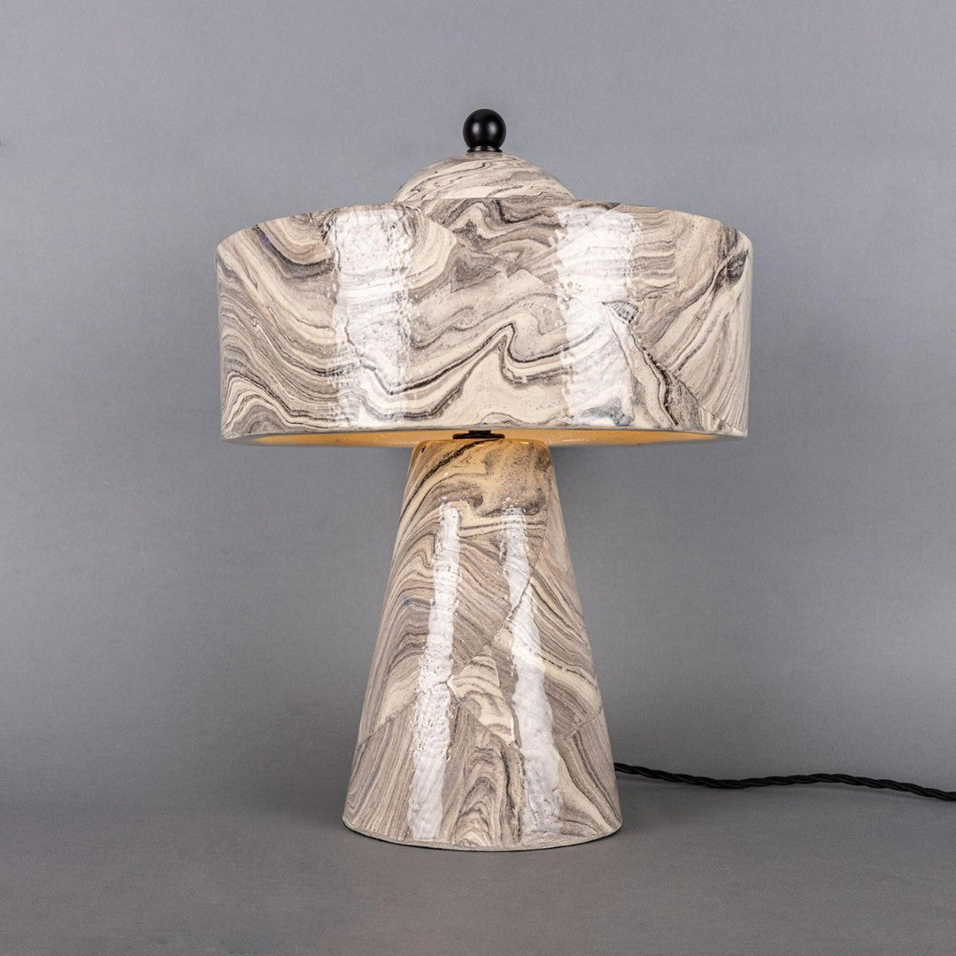 Seville Marbled Ceramic Mid-Century Modern Table Lamp