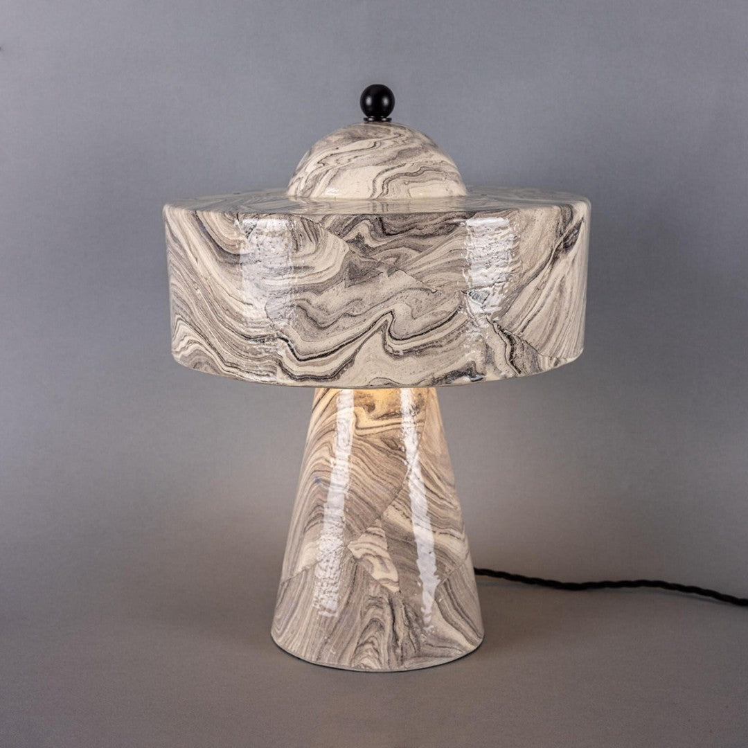 Seville Marbled Ceramic Mid-Century Modern Table Lamp
