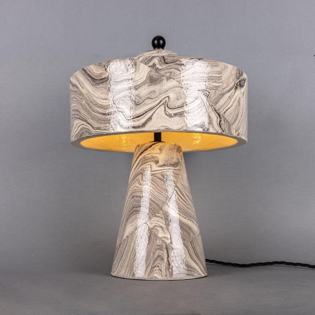 Seville Marbled Ceramic Mid-Century Modern Table Lamp