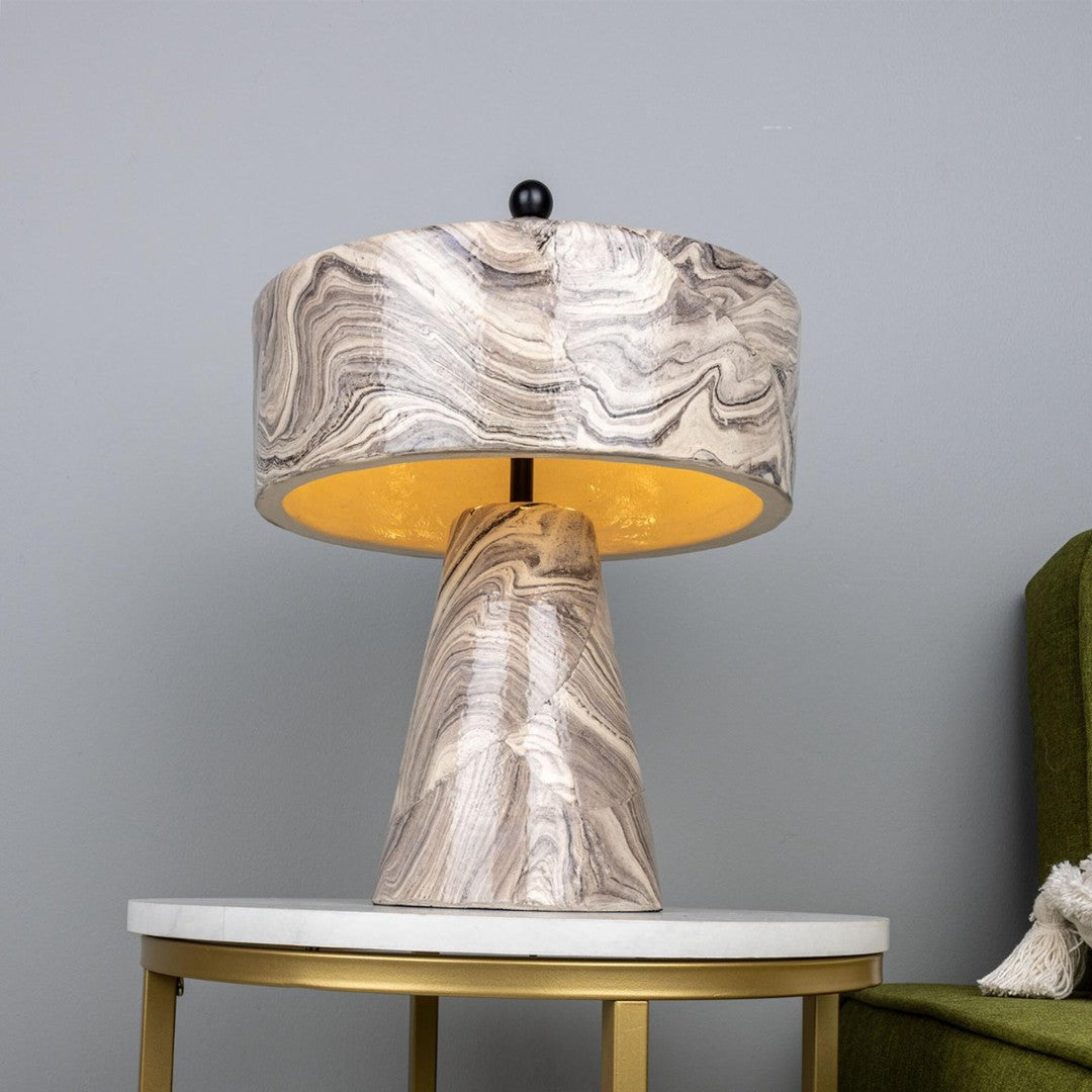 Seville Marbled Ceramic Mid-Century Modern Table Lamp