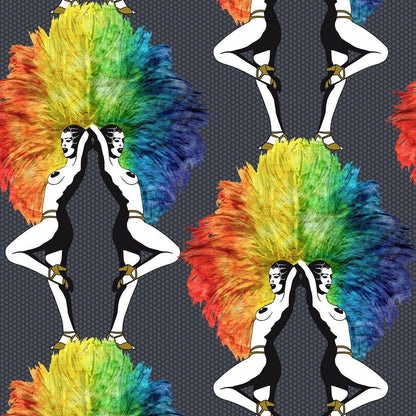 Showgirls Wallpaper - Rainbow Black