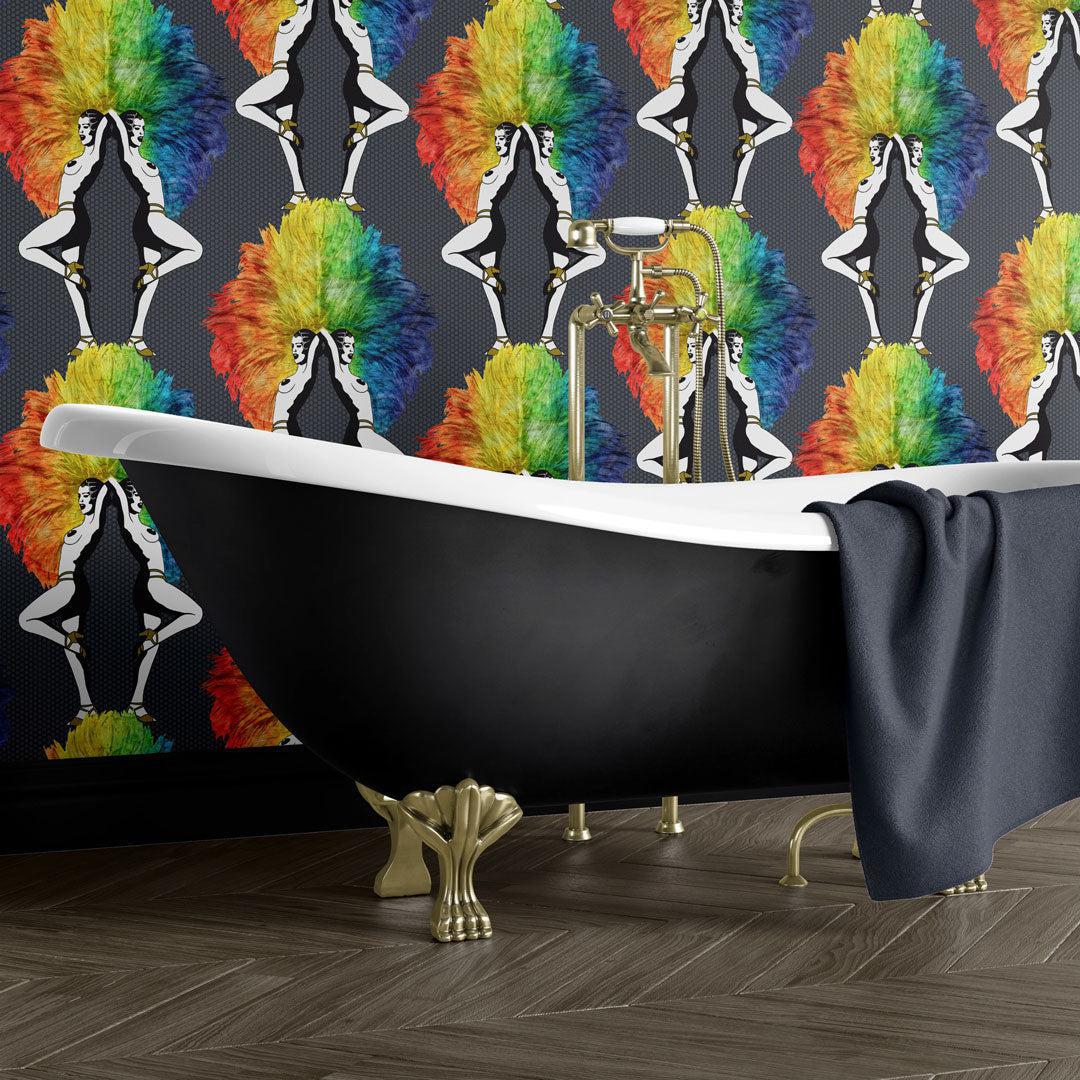 Showgirls Wallpaper - Rainbow Black