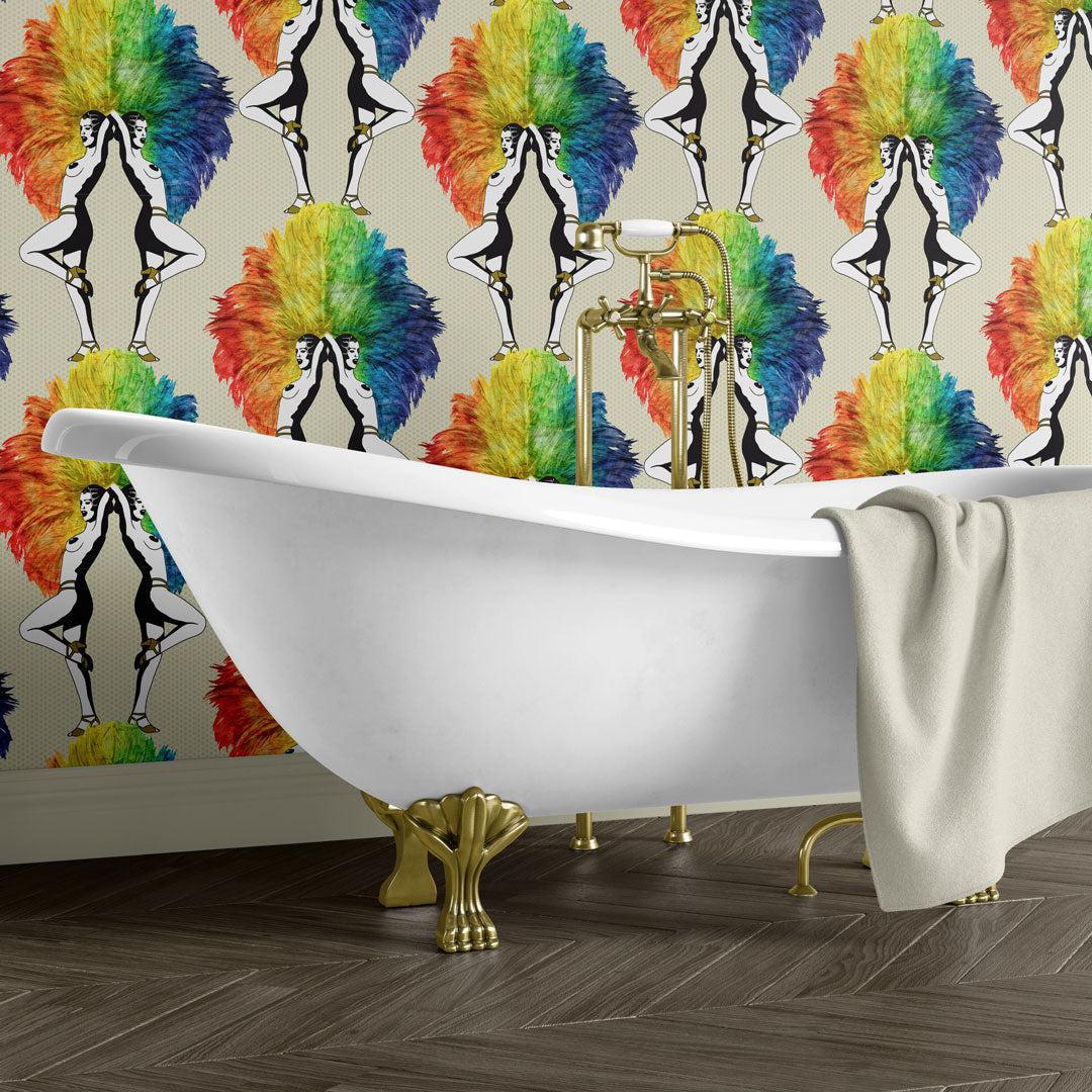 Showgirls Wallpaper - Rainbow Cream