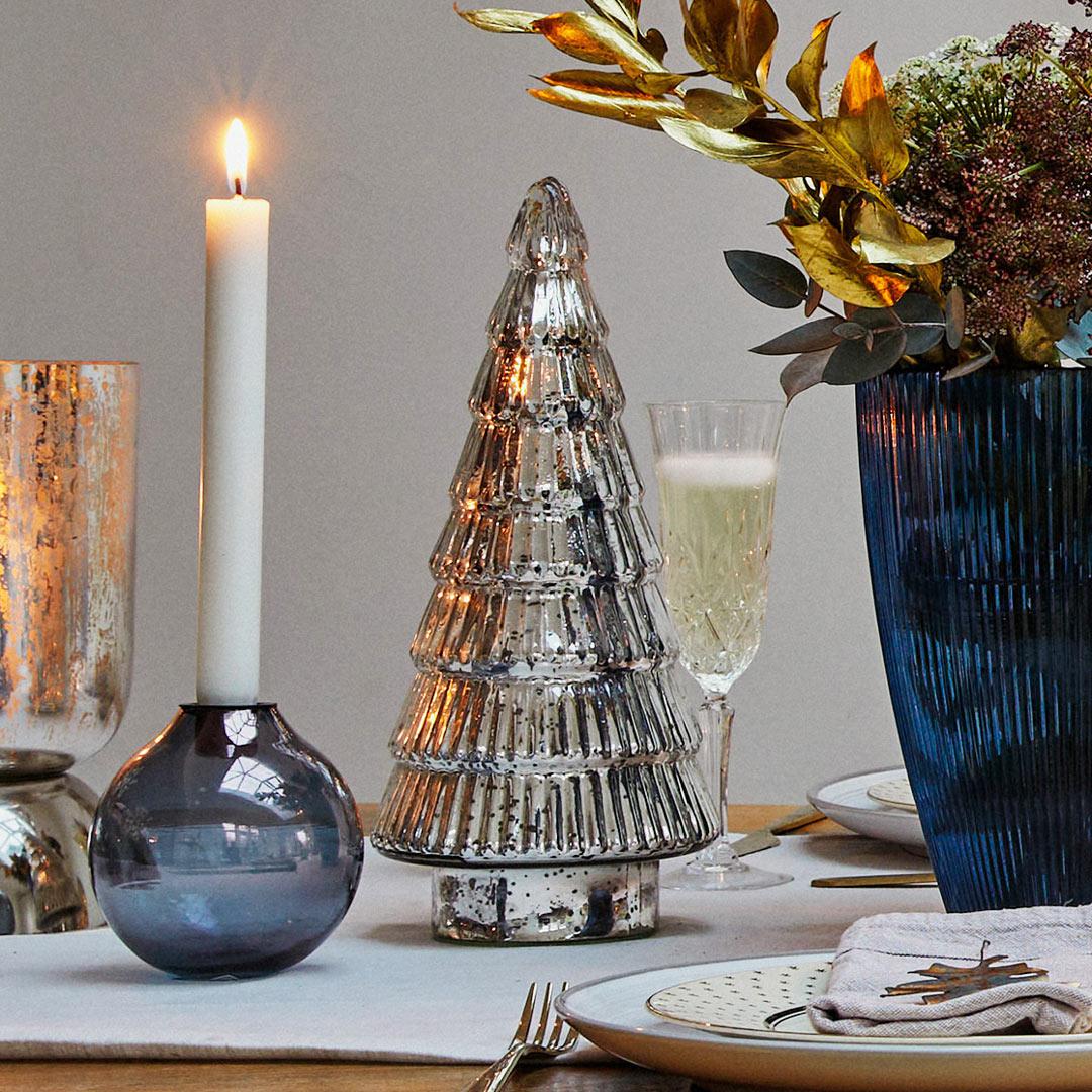 Silver Glass Xmas Tree Ornament