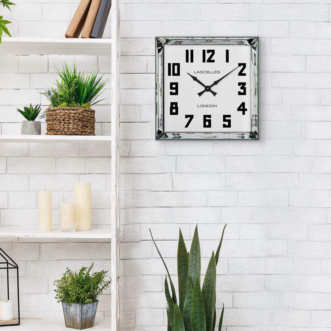 Square Mirrored Wall Clock Lime Lace