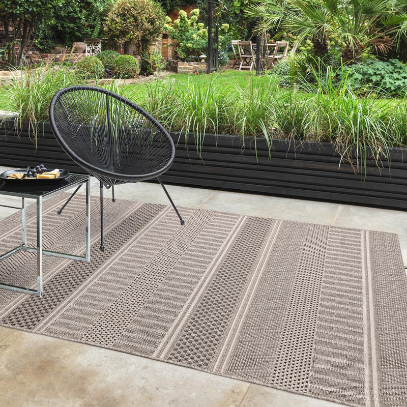 Striped Flat Weave Indoor / Outdoor Rug - Natural