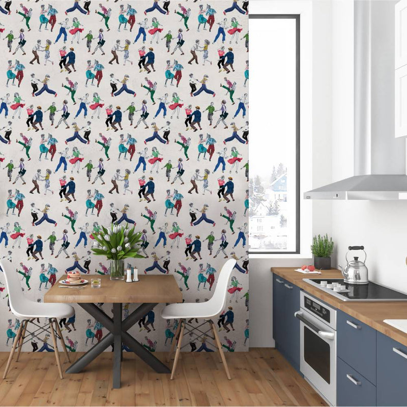 Swing Time Wallpaper - Cream - Graduate Collection