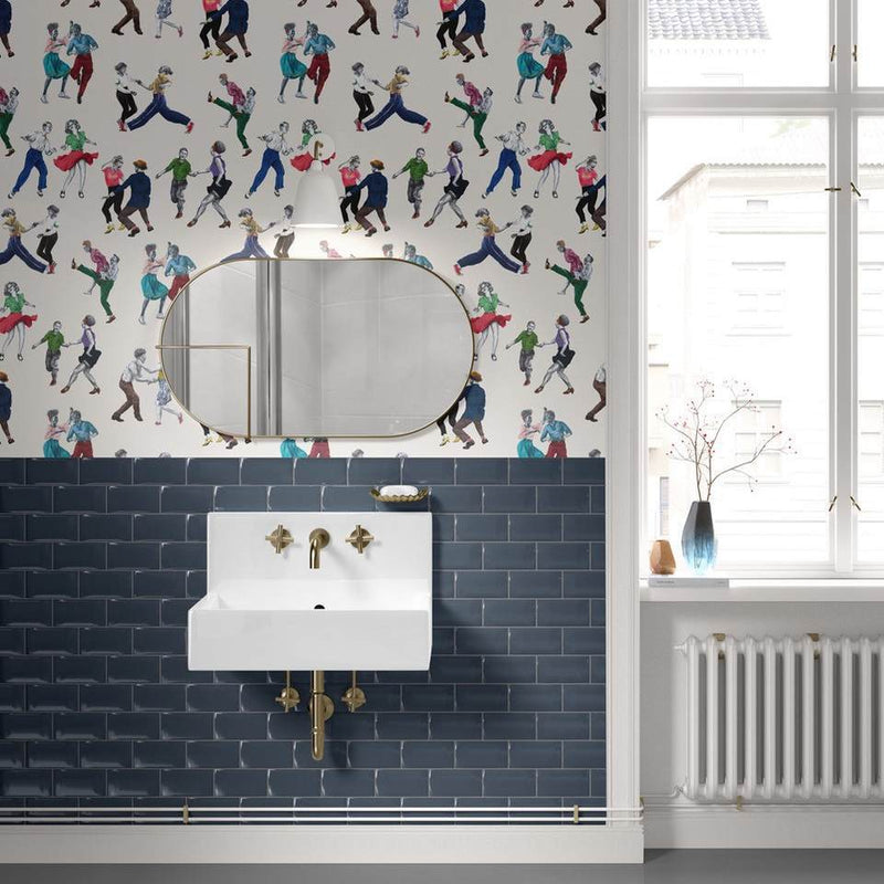 Swing Time Wallpaper - Cream - Graduate Collection