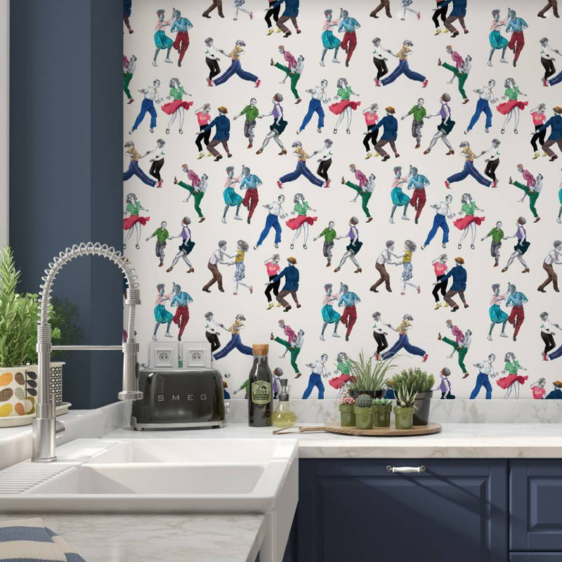 Swing Time Wallpaper - Cream - Graduate Collection