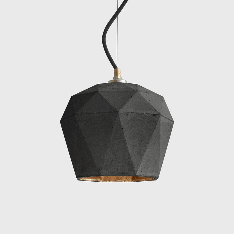 T3 Large Concrete Hexagon Pendant Light - Dark Grey - GANTlights