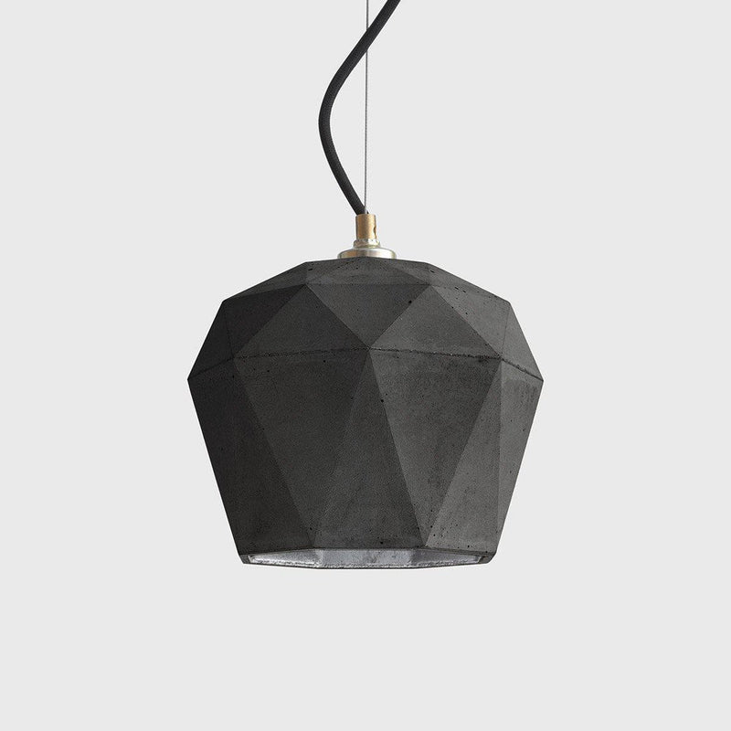 T3 Large Concrete Hexagon Pendant Light - Dark Grey - GANTlights