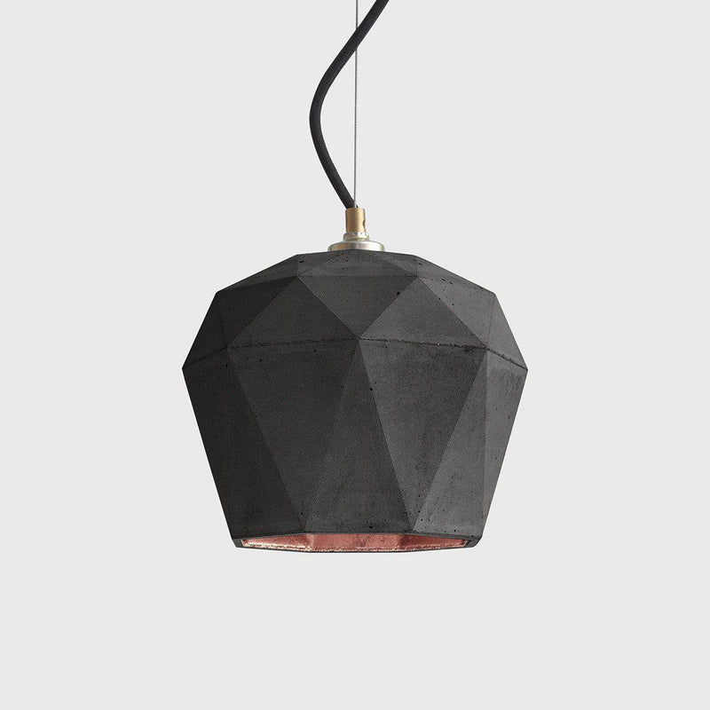 T3 Large Concrete Hexagon Pendant Light - Dark Grey - GANTlights