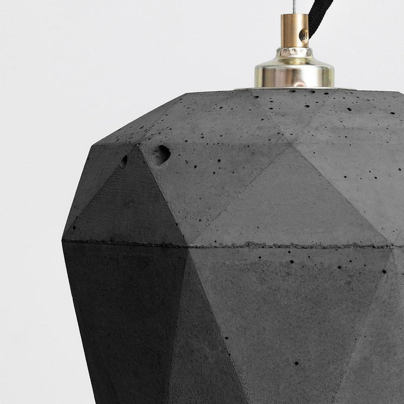 T3 Large Concrete Hexagon Pendant Light - Dark Grey - GANTlights