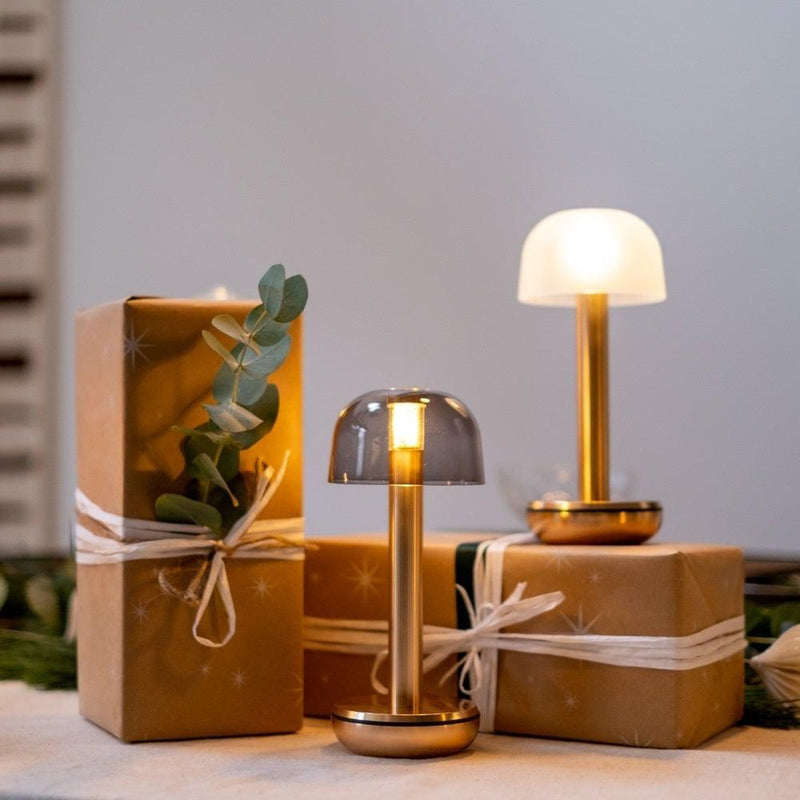 TWO Cordless Table Light - Gold & Frosted Glass