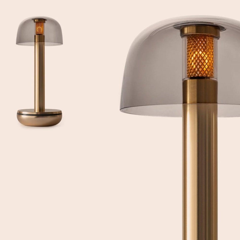 TWO Cordless Table Light - Gold & Smoked Glass