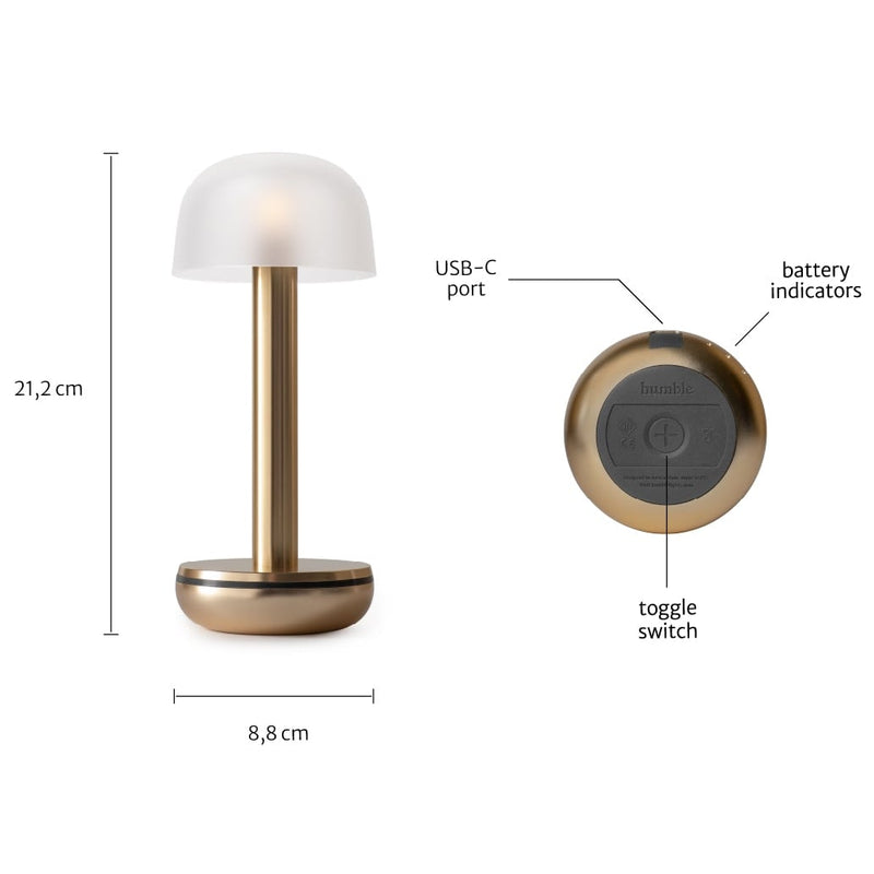 TWO Cordless Table Light - Gold & Smoked Glass