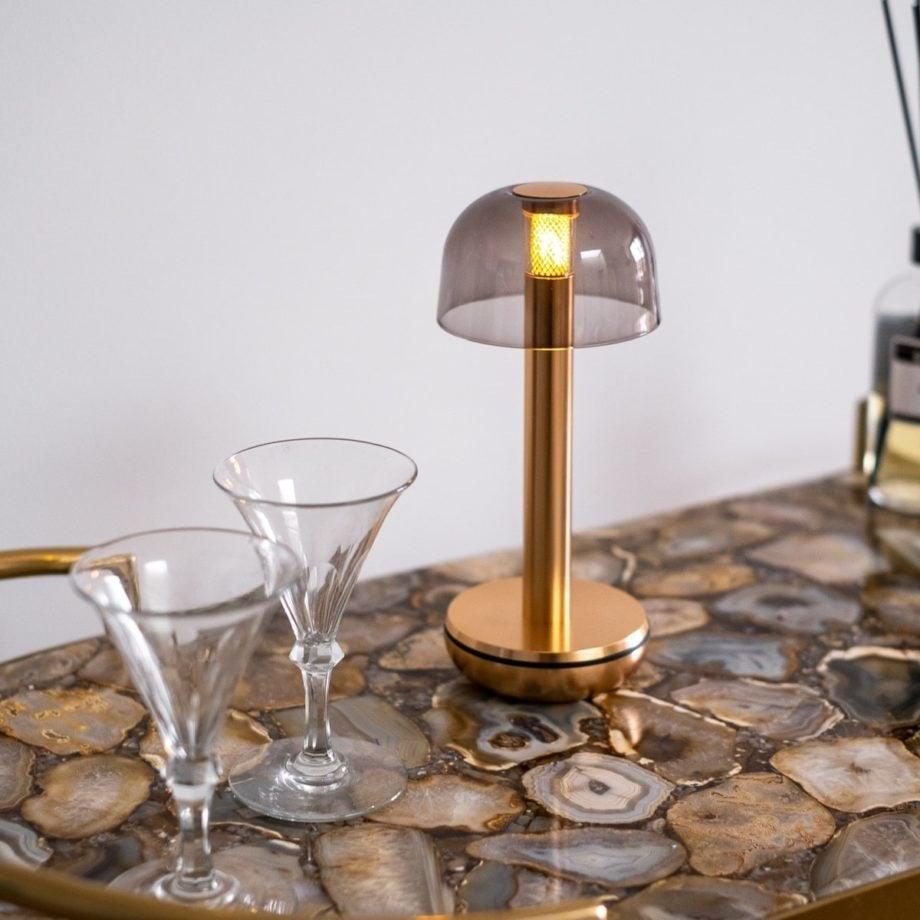TWO Cordless Table Light & Smoked Glass