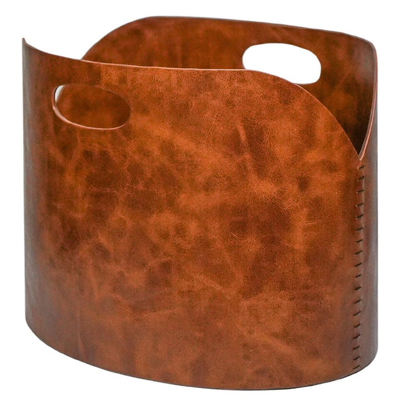 Tan Faux Leather Log Basket