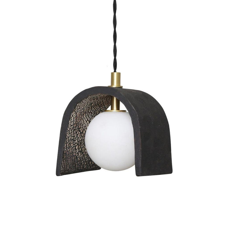 Tansy Minimalist Organic Ceramic Pendant - Black Clay - Mullan Lighting