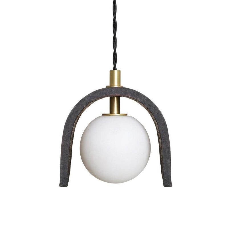 Tansy Minimalist Organic Ceramic Pendant - Black Clay - Mullan Lighting