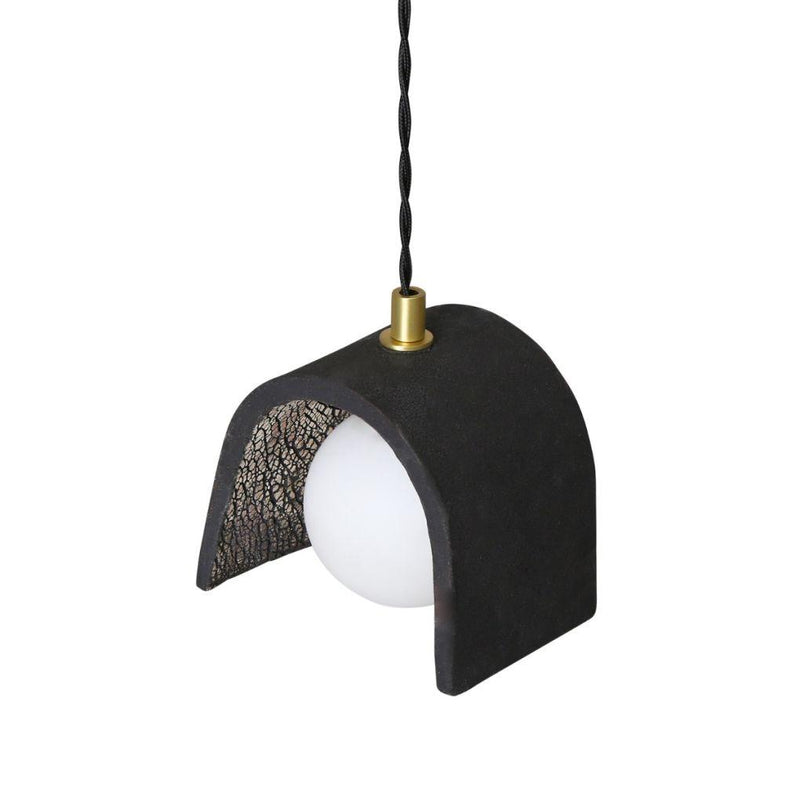 Tansy Minimalist Organic Ceramic Pendant - Black Clay - Mullan Lighting