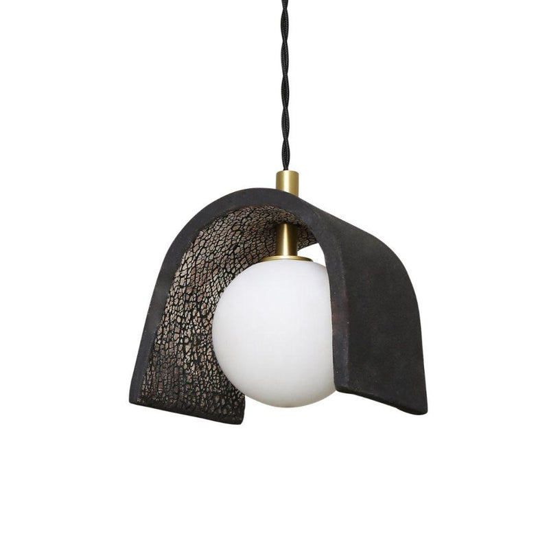 Tansy Minimalist Organic Ceramic Pendant - Black Clay - Mullan Lighting