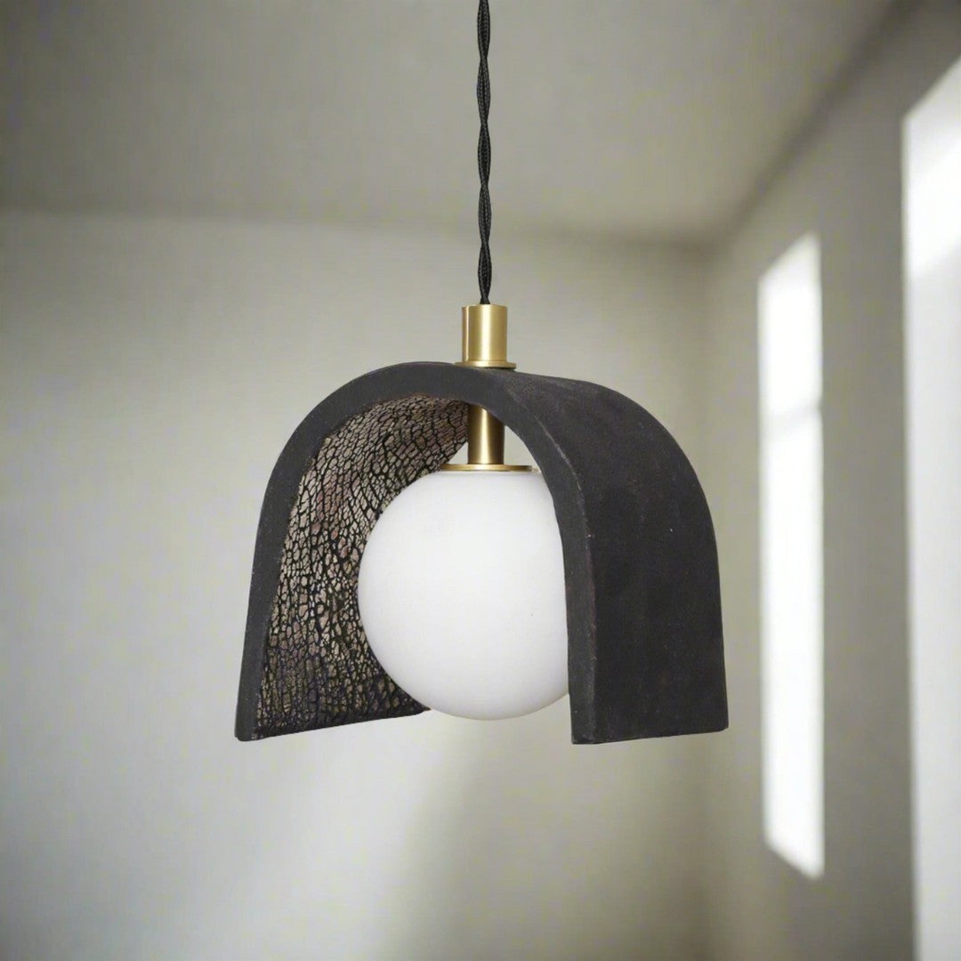 Tansy Minimalist Organic Ceramic Pendant Clay