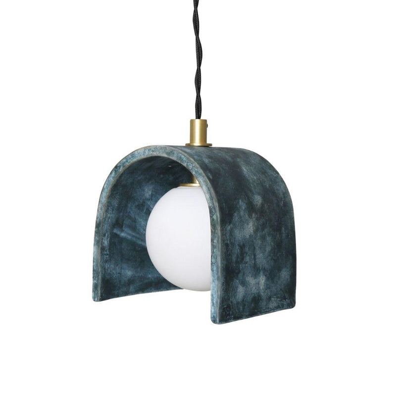 Tansy Minimalist Organic Ceramic Pendant - Blue Earth - Mullan Lighting