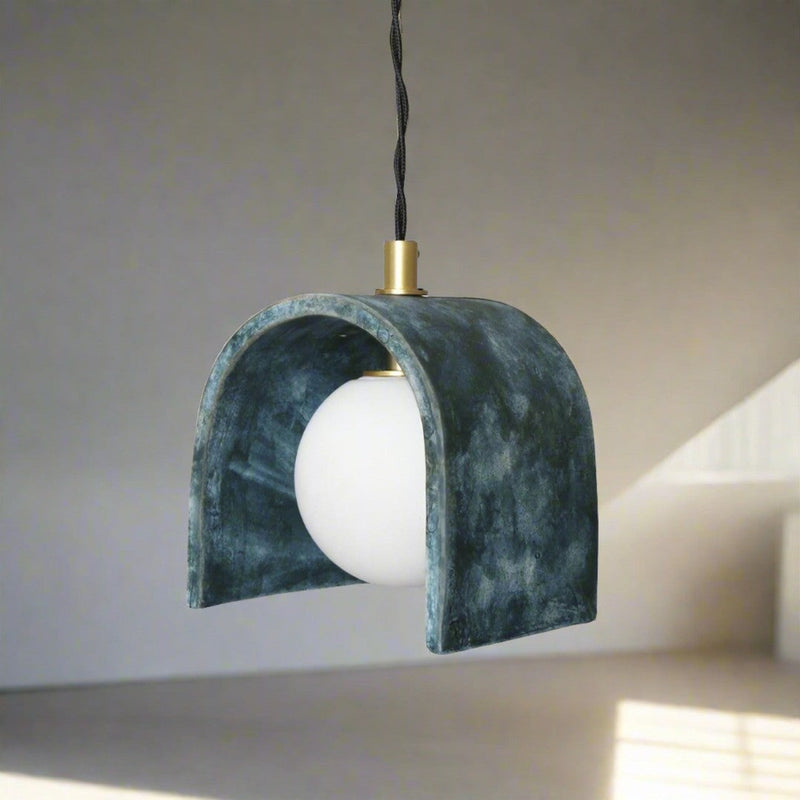 Tansy Minimalist Organic Ceramic Pendant - Blue Earth - Mullan Lighting