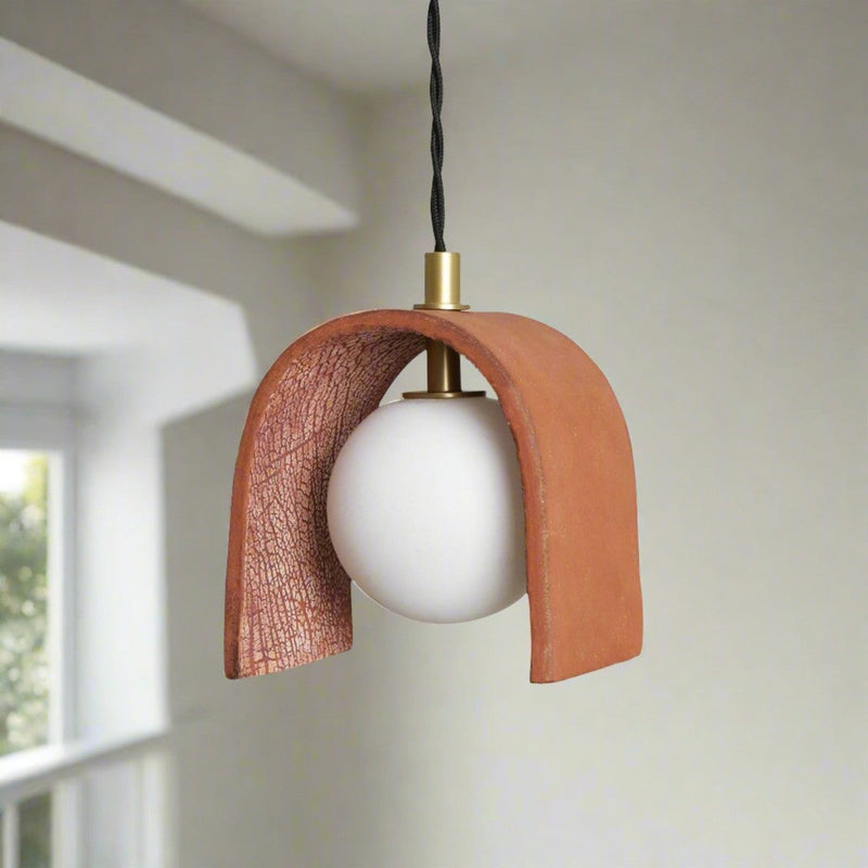 Tansy Minimalist Organic Ceramic Pendant - Red Iron - Mullan Lighting