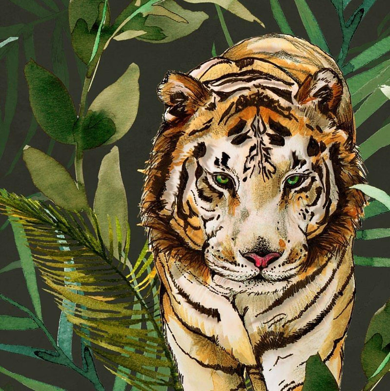 Tiger Tiger Wallpaper - Green - Graduate Collection