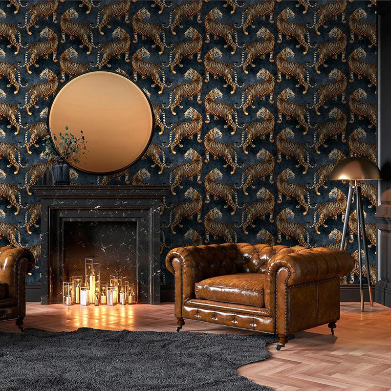 Tigress Navy Wallpaper