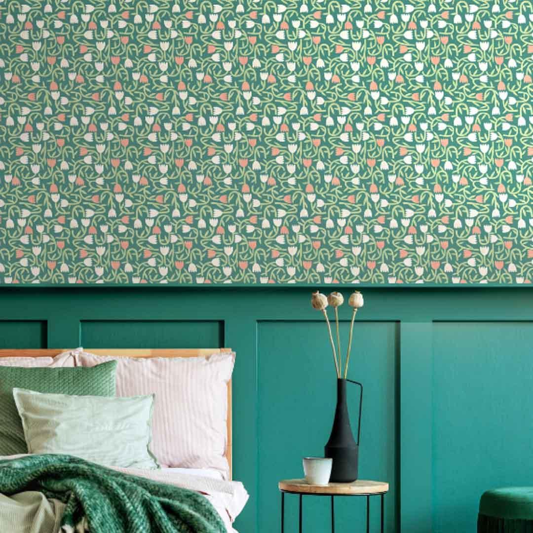 Tiny Tulip Wallpaper - Glasshouse Collection - Ohpopsi