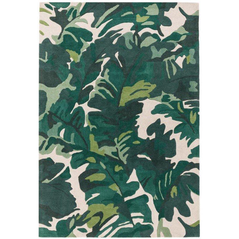 Tropical Palm Leaf Wool Rug