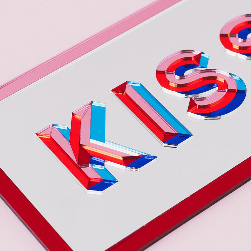 Typography Mirrored Wall Art - Kiss Me
