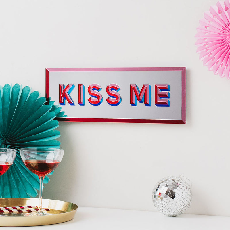 Typography Mirrored Wall Art - Kiss Me