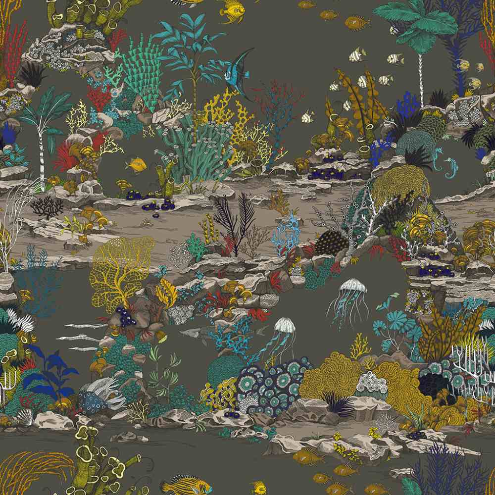 Underwater Jungle Wallpaper - Graphite - Josephine Munsey