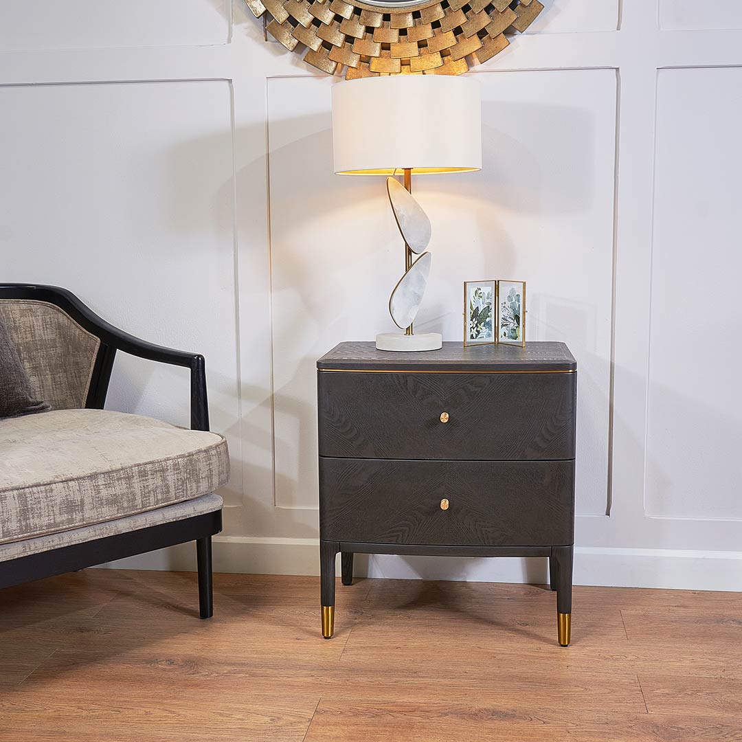 Vancent 2 Drawer Side Table - RV Astley