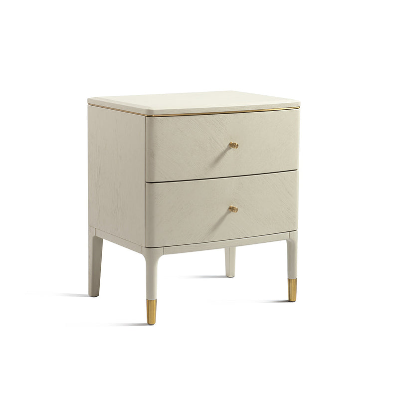 Vancent Off-White 2 Drawer Side Table - RV Astley