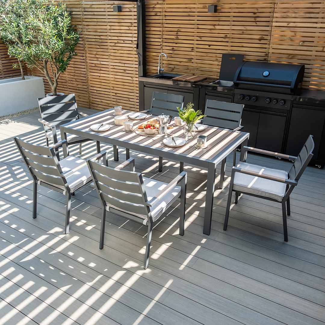 Vancouver 6 Seat Rectangular Dining Set - Dove Grey