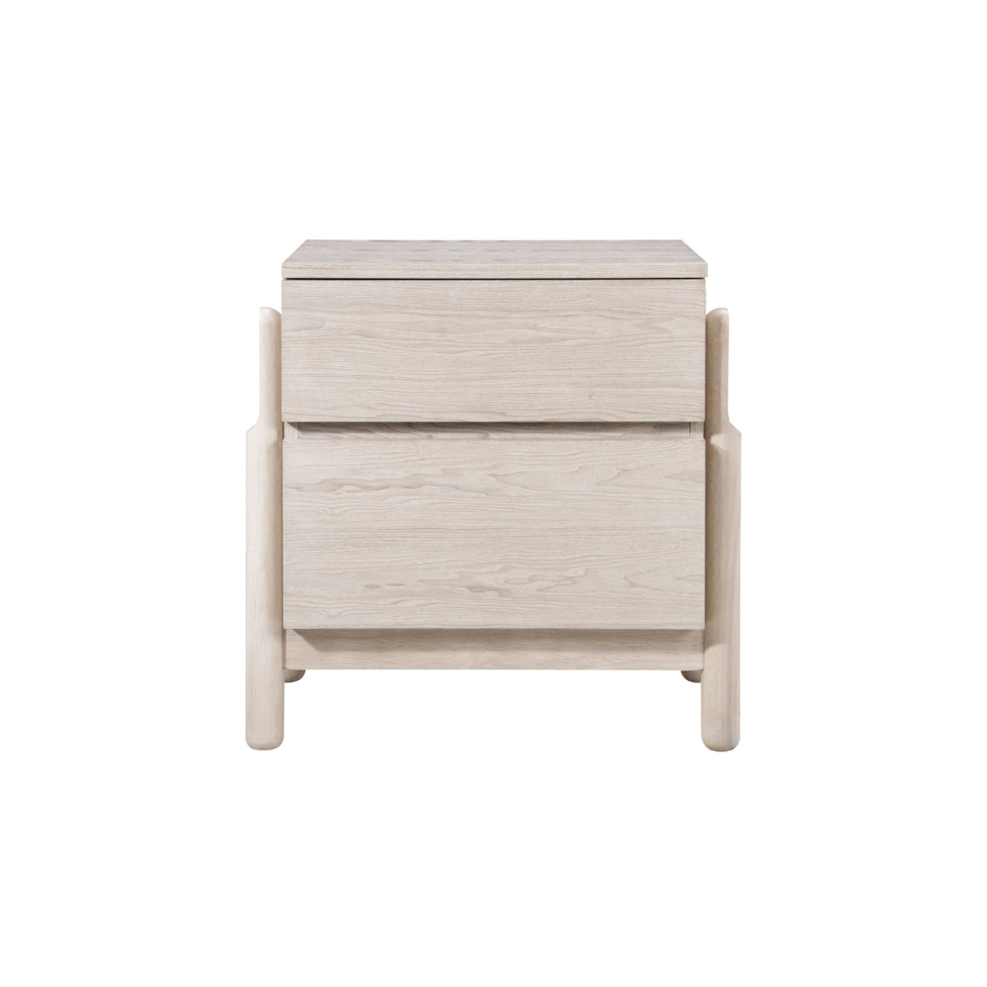 Whisper 2 Drawer Bedside - Oak White Ash