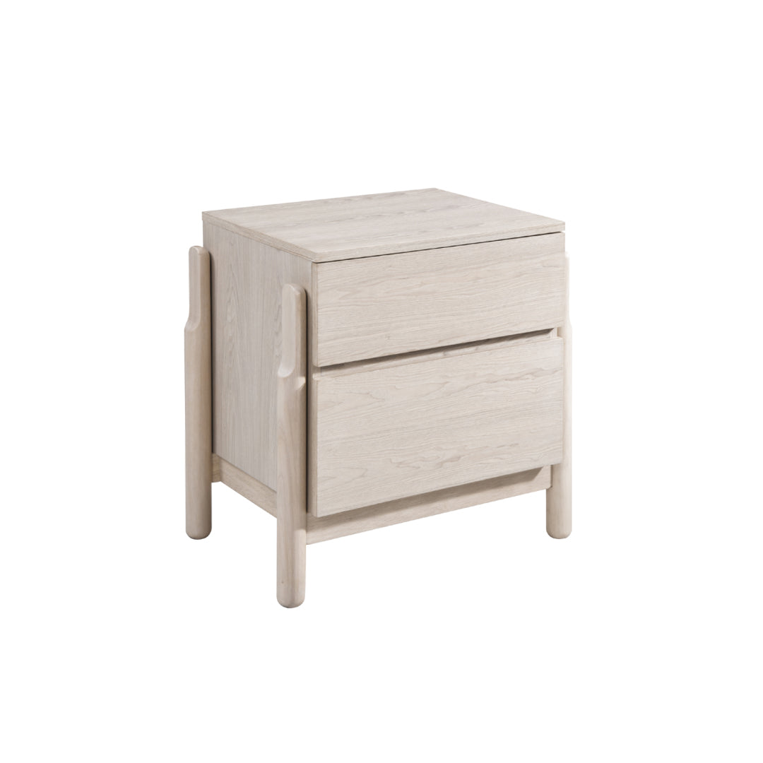 Whisper 2 Drawer Bedside - Oak White Ash