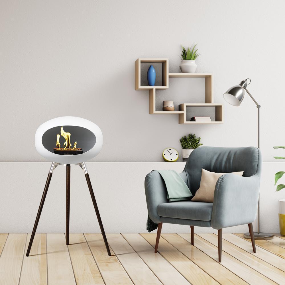 White Ground Wood Bioethanol Tripod Fireplace - Le Feu