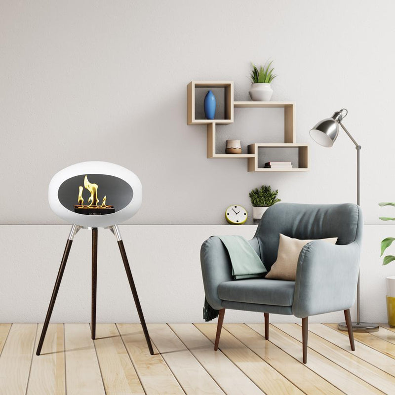 White Ground Wood Bioethanol Tripod Fireplace - Le Feu