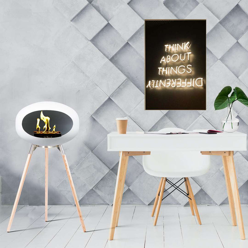 White Ground Wood Bioethanol Tripod Fireplace - Le Feu