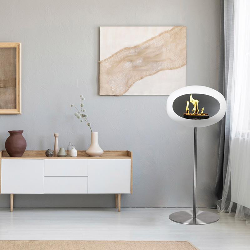White Ground Steel High Bioethanol Fireplace - Le Feu