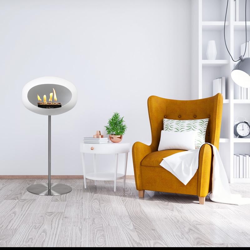 White Ground Steel High Bioethanol Fireplace - Le Feu