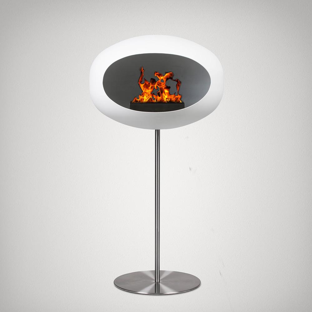White Ground Steel High Bioethanol Fireplace - Le Feu