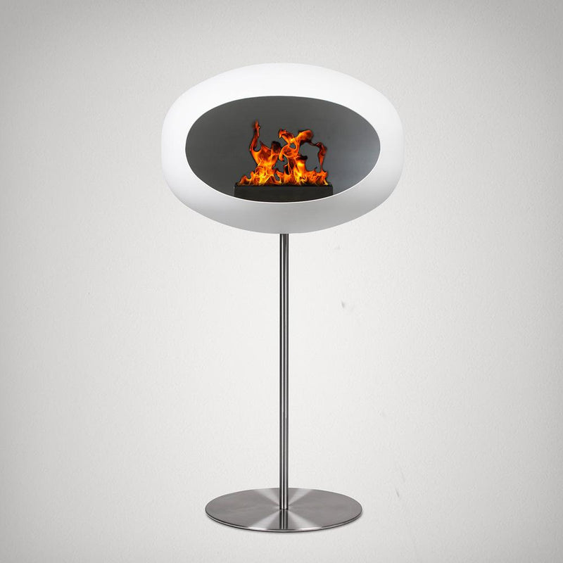 White Ground Steel High Bioethanol Fireplace - Le Feu