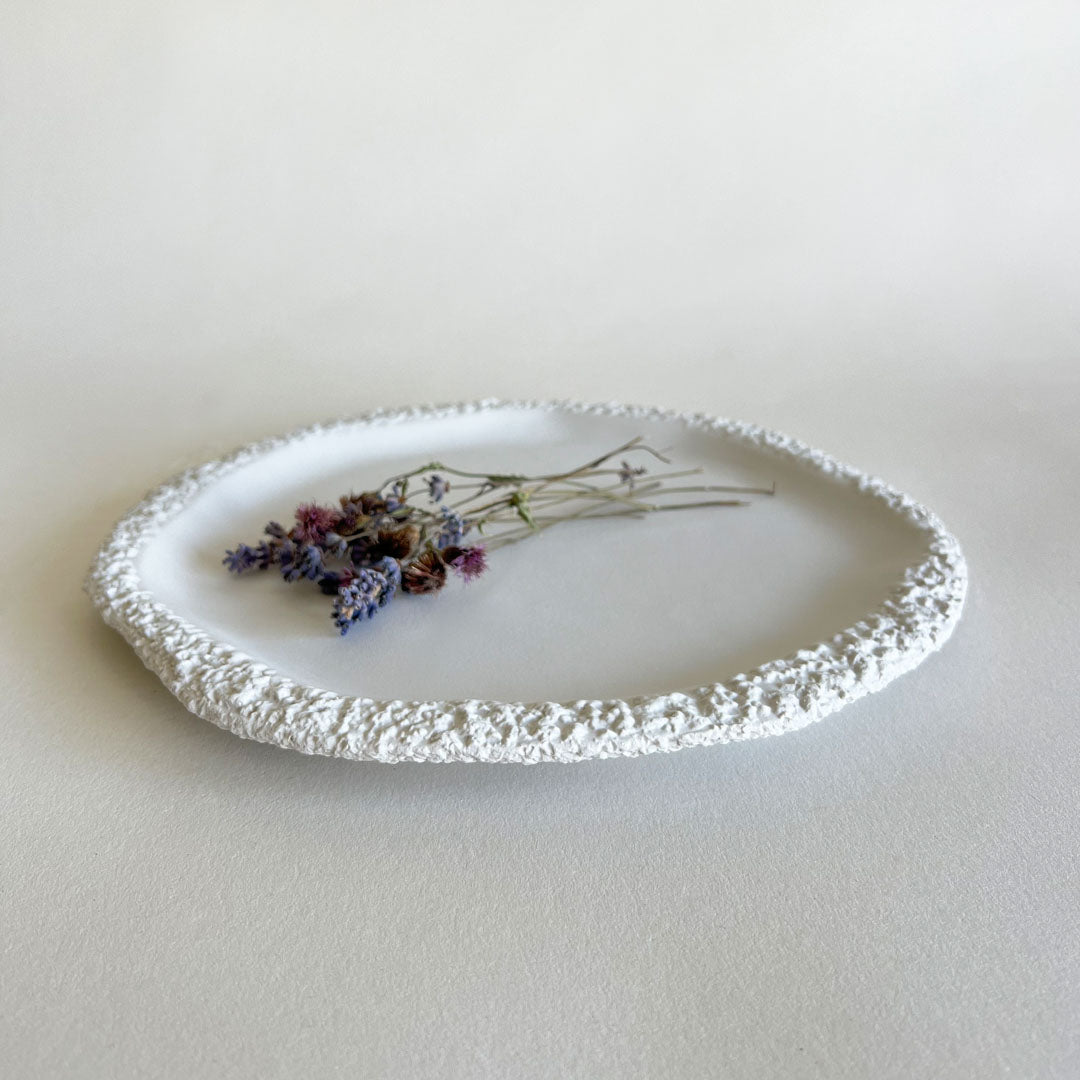 White Textured Ceramic Dinnerware Set - Coral Collection - Koti London